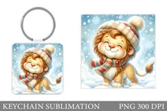 Cute Lion Keychain Sublimation. Christmas Keychain Design Product Image 1