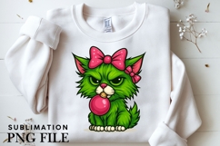 Funny Christmas green cat png design for T-shirts Product Image 3