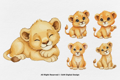 15 Bundle Watercolor Cute Lion King Jungle Animal Wildlife Product Image 6