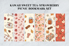 Kawaii Sweet Tea &amp; Strawberry Picnic Bookmark Set,Cute Fruit Product Image 6