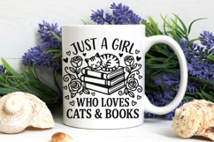 Just A Girl Who Loves Cats And Books Svg, Book Lover Svg. Product Image 7