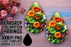 Elegant Teardrop Earrings Artwork PNG , Flower Product Image 1