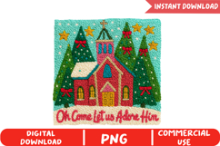 Punch Needle Church Christmas Sublimation,Christmas Png Product Image 1