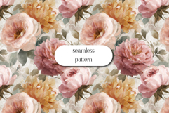 Vintage Peach Rose Seamless Pattern, Romantic Floral Art Product Image 1