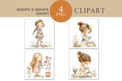 Whimsical Girls Clipart Watercolor PNG Product Image 1