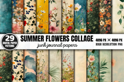 Summer Flowers Collage Journal Paper Bundle JPG Product Image 1