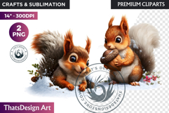 Squirrel Watercolor Winter Animal Clipart Wildlife PNG Product Image 1