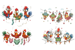 Whimsical Spring Roosters Clipart Product Image 2