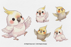 15 Bundle Watercolor Cute Baby Parrot Bird Macaw Parakeet Product Image 6
