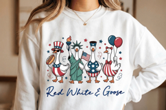 Patriotic Funny Goose PNG T-Shirt|4th of July PNG Sublimatio Product Image 1