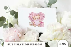 Watercolor Valentine's Day Teddy Bear PNG Product Image 6