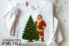Oil painted Santa and Tree png design for T-shirts Product Image 3