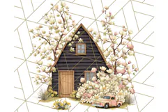 Vintage Cottagecore Barn PNG Clipart, Farmhouse Style Product Image 2