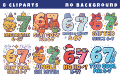 Christmas 67 Meme Clipart | Funny Six Seven PNG Bundle Product Image 1