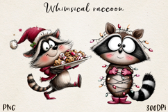 Whimsical Christmas Raccoon clipart, Sublimation PNG. Product Image 1