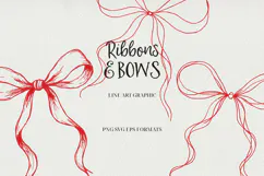 Ribbons & Bows Line Art Clipart SVG | PNG | EPS Product Image 1