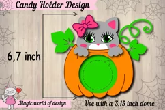Thanksgiving Cat in a pumpkin candy dome svg, paper cut temp Product Image 2