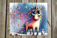 Christmas snowman &amp; unicorn | Skinny tumbler sublimation Product Image 6