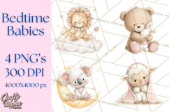 Baby Bedtime Animal Clipart PNG for Nursery Product Image 1