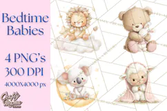 Baby Bedtime Animal Clipart PNG for Nursery Product Image 1