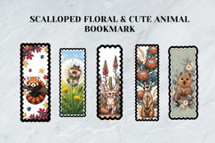 Scalloped Floral &amp; Cute Animal Bookmark Set,Botanical Book Product Image 6