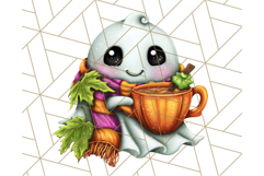 Ghost Café PNG Clipart, Cute Ghost Baristas Halloween Treats Product Image 2