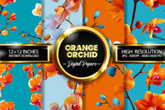 Orange Orchid Digital Papers - 04 variations Product Image 1