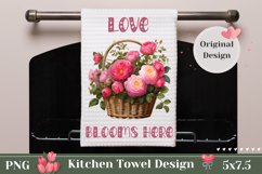 Pink Peony Kitchen Towel Design, Valentine&#039;s Day Towel PNG Product Image 1