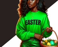 Black Girl Easter Clip Art | Spring Sublimation PNG Product Image 2