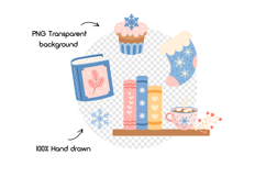 Winter Books Clipart, Christmas Bookish Png, Book Lover Svg Product Image 6