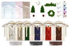 Christmas background, porch wreath on the door Product Image 6