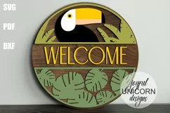 Toucan Welcome Sign SVG | Tropical Birds Door Hanger SVG Product Image 2