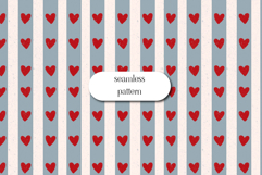 Striped Heart Seamless Pattern in Red and Blue Tones Product Image 1