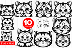 Cute Kitten Faces Line Drawing SVG PNG Product Image 1