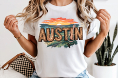 Austin Texas PNG, Vintage Longhorn City Skyline Sublimation Product Image 6