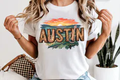 Austin Texas PNG, Vintage Longhorn City Skyline Sublimation Product Image 6