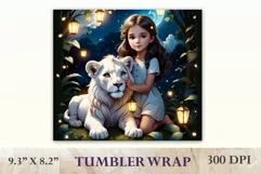 3D Sublimation Tumbler Design / Cute Girl and Lion / Png Product Image 2