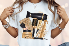 Luxury Hair Salon Sublimation PNG Black Gold Design Clipart Product Image 7