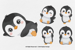 15 Bundle Watercolor Chibi Penguin Cute Kids Cold Baby White Product Image 6