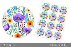 Flowers Sticker Design. Wildflowers Sticker Template Product Image 1