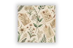 Vintage Botanical Tags Digital Paper Pack, Floral Seamless Product Image 5