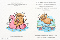 Pool Day Highland Cow Clipart Product Image 2