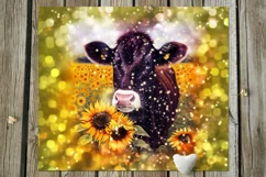 Cow & sunflowers | 9 Skinny tumbler Sublimation designs, JPG Product Image 6