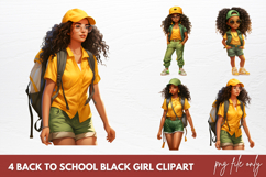 Back to School Black Girl Clipart Sublimation PNG Product Image 1