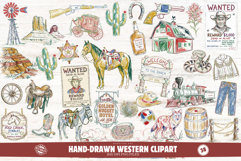 Hand-Drawn Western Clipart Product Image 1