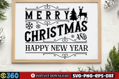 Merry christmas and happy new year SVG, Christmas SVG Product Image 1