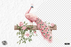 Pink Peacocks Garden Clipart - Peacock PNG Product Image 1