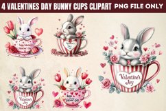 Valentines Day Bunny Cups Clipart PNG Product Image 1