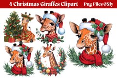 Christmas Giraffes Clipart PNG Product Image 1