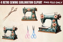Retro Sewing Sublimation Clipart PNG Product Image 1